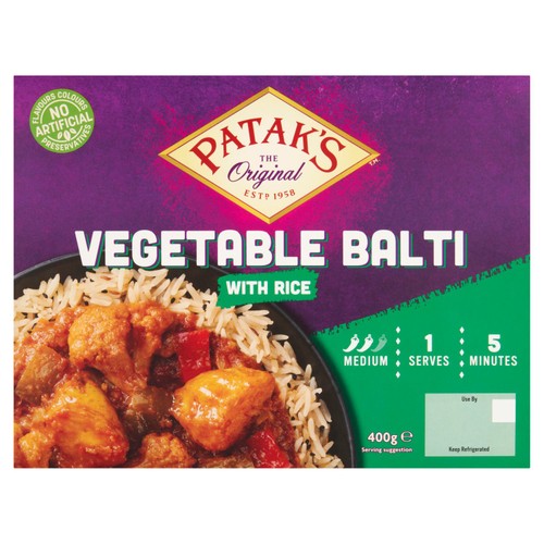 Patak's Vegetable Balti with Rice 400g
