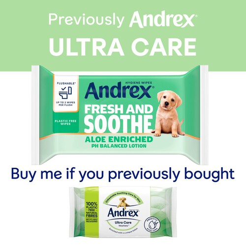 Andrex Fresh & Soothe Moist Toilet Tissue Flushable Hygiene Wipes 