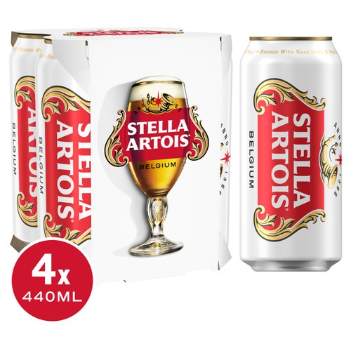 Stella Artois Premium Lager Beer Cans 4x440ml