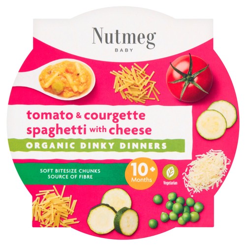 Nutmeg organic tomato courgette spaghetti with cheese