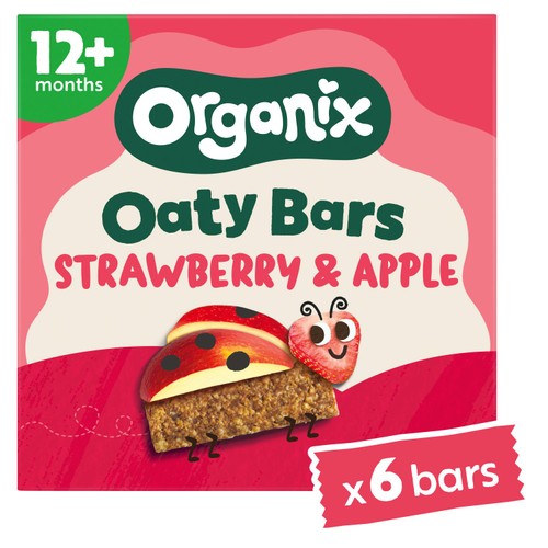 Organix Strawberry & Apple Oaty Organic Bars Toddler Snacks Multipack 6x23g
