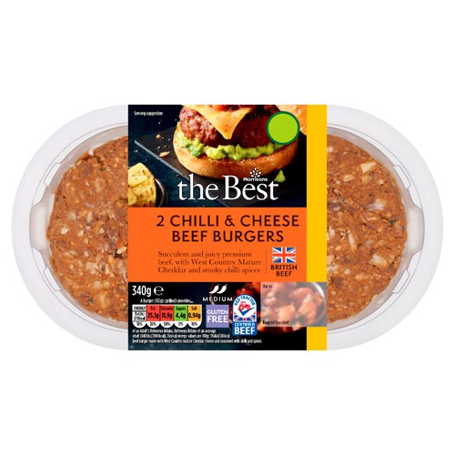 Morrisons The Best 2 Chilli & Cheese Beef Burgers