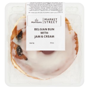 Morrisons Belgian Bun With Jam & Cream