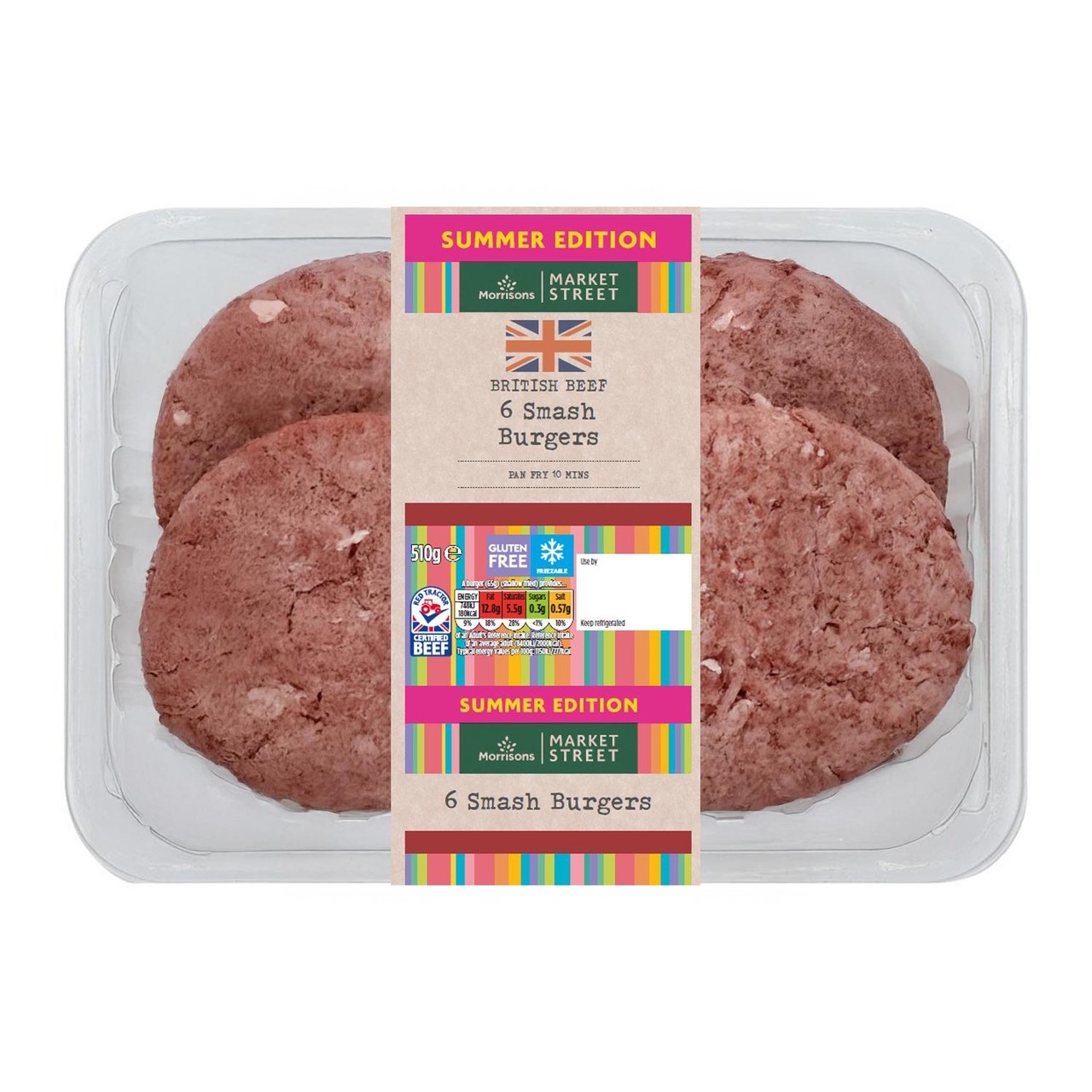 Morrisons 6 Smash Burgers 510G