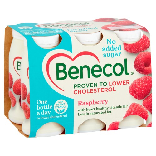 Benecol No Added Sugar Raspberry Yogurt Drink 6 x 67.5g (405g)