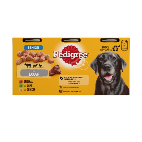 Pedigree Senior Wet Dog Food Tins Meat In Loaf