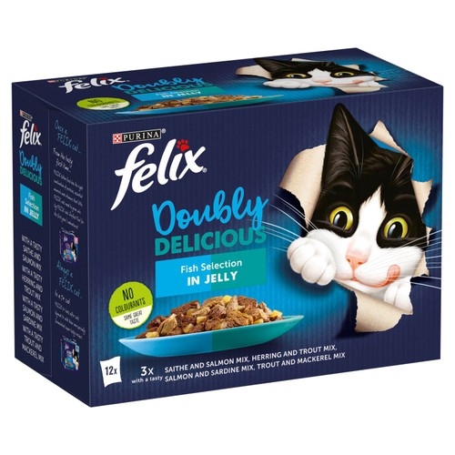 FELIX Doubly Delicious Fish Selection in Jelly Wet Cat Food 12x85g