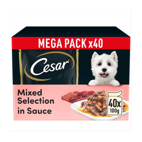 CESAR Selection Adult Wet Dog Food Mixed Selection in Sauce 40 x 100g Pouch