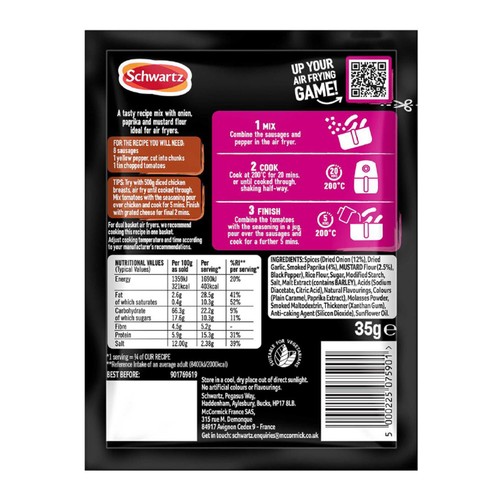 Schwartz Air Fry Smoky BBQ Sausage Recipe Mix 35g