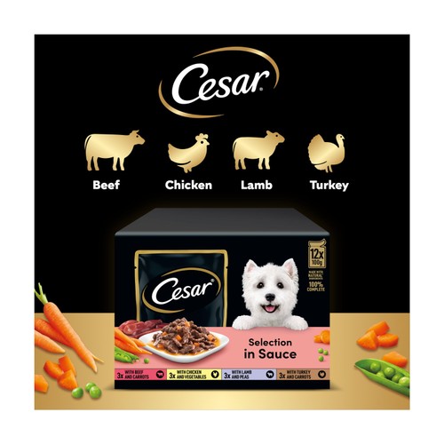 Cesar Deliciously Fresh Wet Dog Food Pouches Mixed In Sauce 12x100g