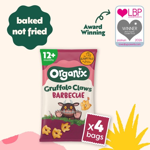 Organix BBQ Gruffalo Claws Multipack Organic Toddler Snack 4x15g 12 months+