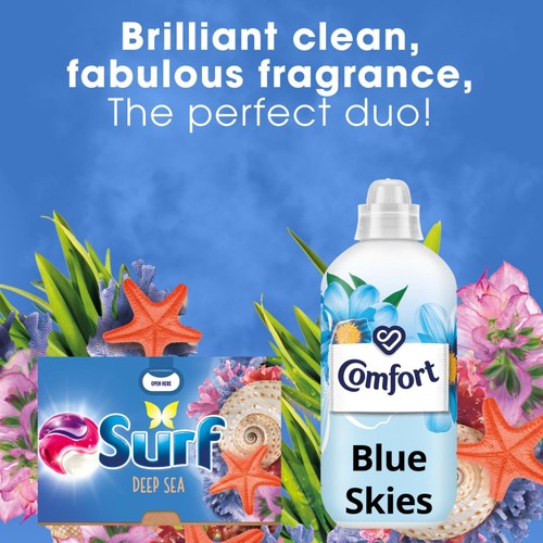 Surf 3 in 1 Laundry Washing Detergent Capsules Deep Sea 51 Washes