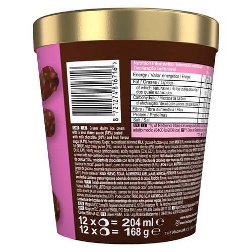 Magnum Bonbon Cherry & Milk Chocolate Ice Cream Frozen Snack 12 pack