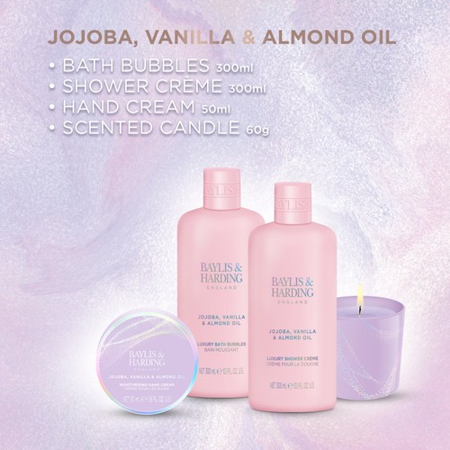 Baylis & Harding Jojoba Vanilla & Almond Oil Gift Wrapped Candle Set