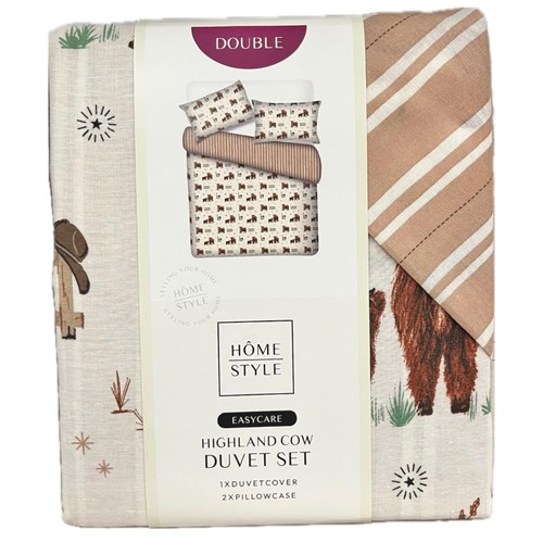 Home Style Highland Cow Duvet Cover Set Double