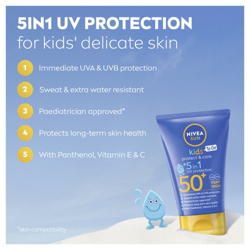 NIVEA SUN Kids Protect & Care Sun Cream To Go SPF50+