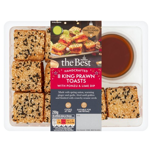 Morrisons The Best 8 King Prawn Toasts With Ponzu & Lime Dip 230g