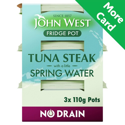 John West No Drain Fridge Pot Tuna Steak In Spring Water 3 Pack (3x110g)