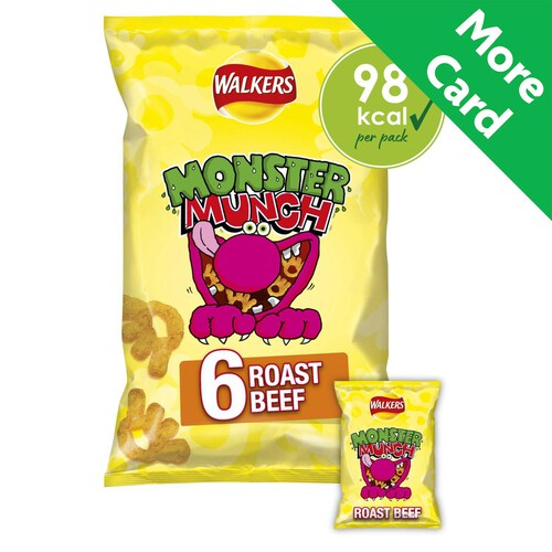 Walkers Monster Munch Roast Beef Multipack Snacks Crisps