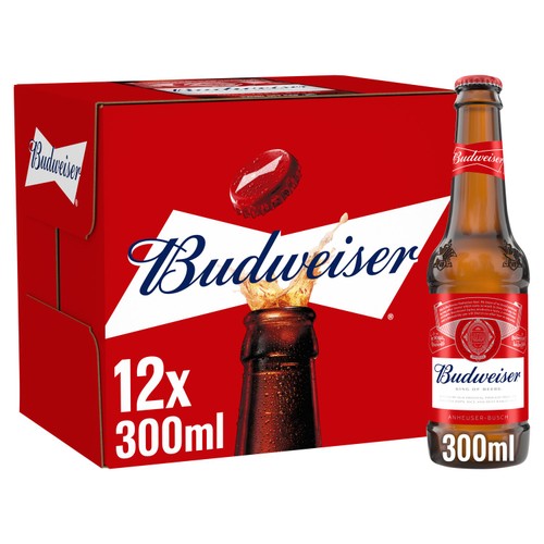 Budweiser Lager Beer Bottles 12x300ml