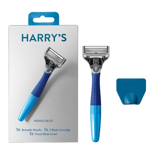 Harry's 5 Blade Cartridge And Handle Indigo Blue 1 Pack