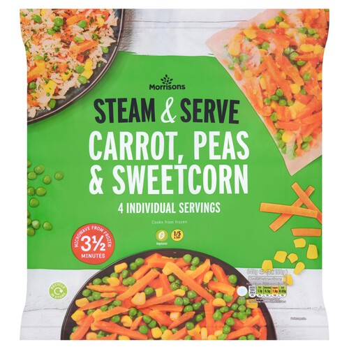 Morrisons Steam & Serve Carrot, Peas & Sweetcorn