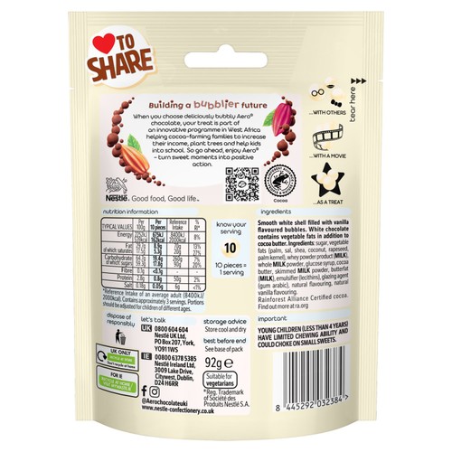 Aero Bubbles Milkybar Pouch Bag 92g