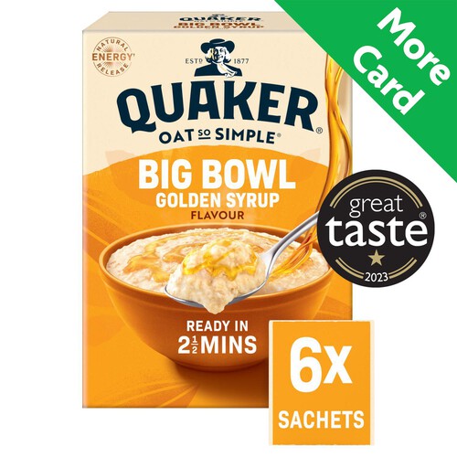 Quaker Oat So Simple Big Bowl Golden Syrup Porridge Sachets 