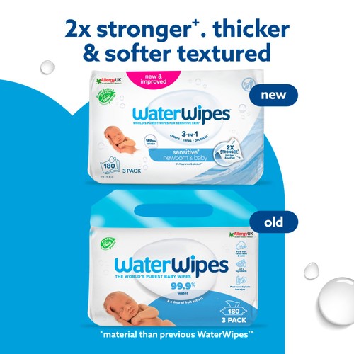 WaterWipes Original Baby Wipes 3x60 Wipes (180 wipes)