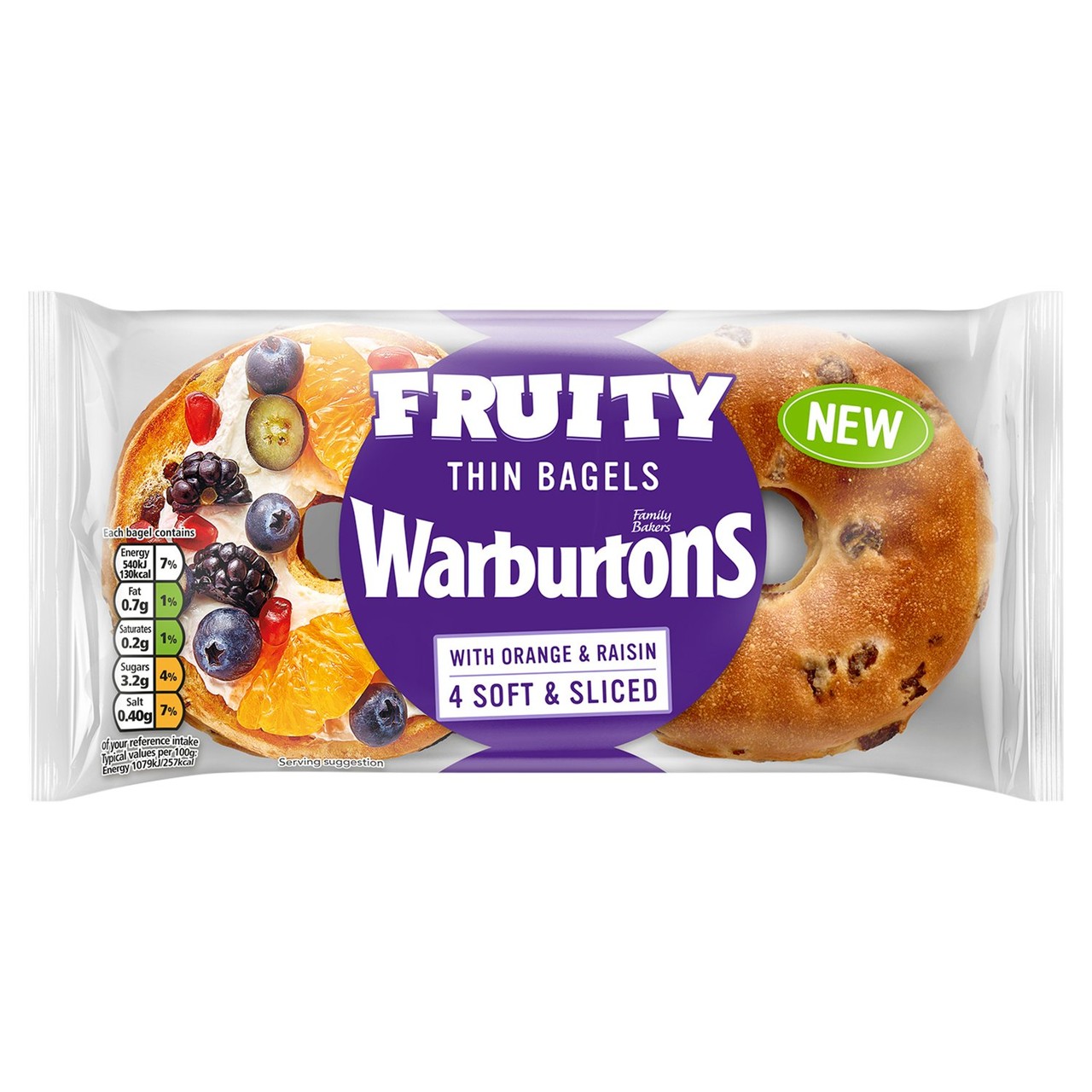 Warburtons Fruity Thin Bagels 4 Pack