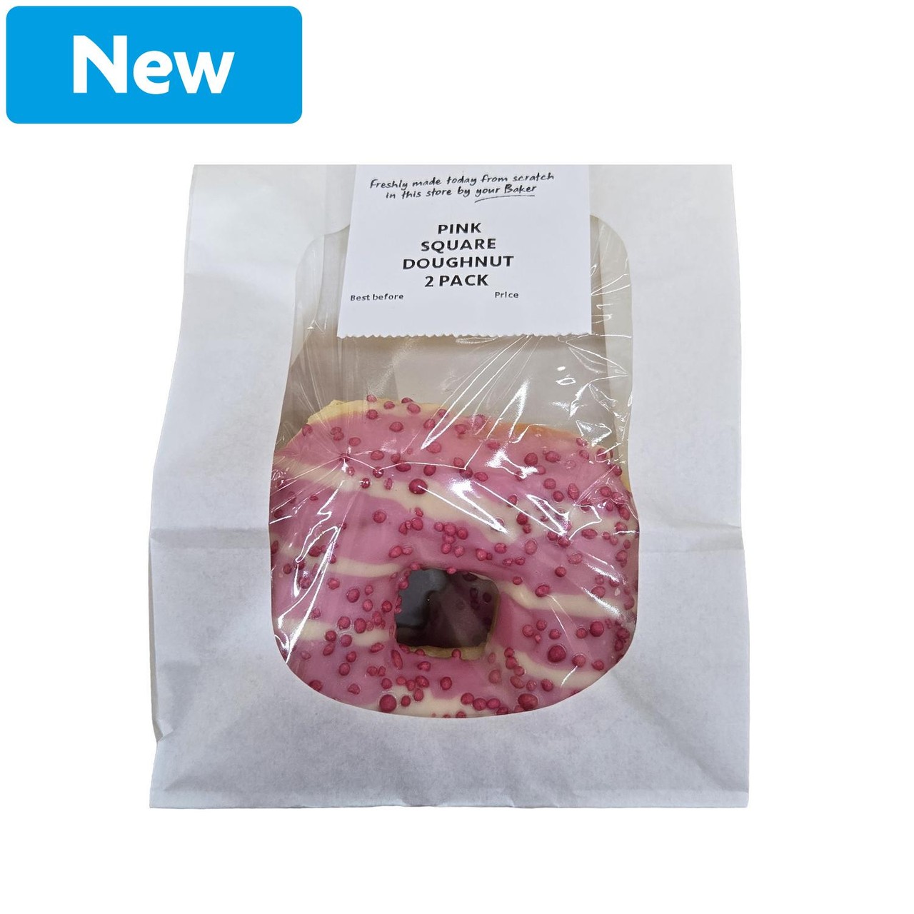Morrisons Pink Square Doughnut 2 Pack