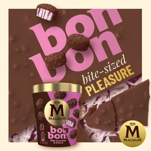 Magnum Bonbon Cherry & Milk Chocolate Ice Cream Frozen Snack 12 pack