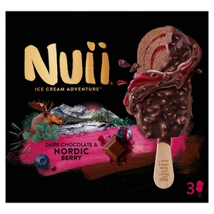 Nuii Dark Chocolate & Berry Ice Cream Sticks 3X90ml