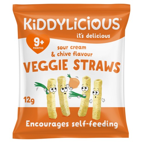 Kiddylicious sour cream chive flavoured veggie straws baby snacks