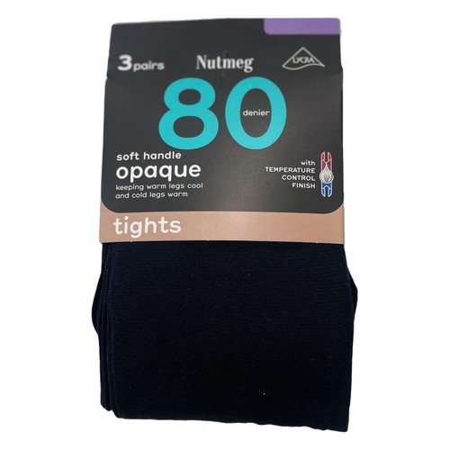 Nutmeg 80 denier Opaque Tights With Lycra Small 