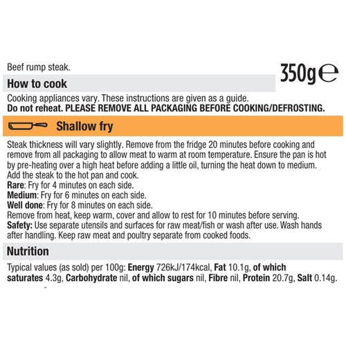 Morrisons British Thick Cut Rump Steak 350g