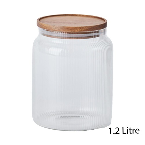 Nutmeg Home Wood & Glass Storage Jar Small