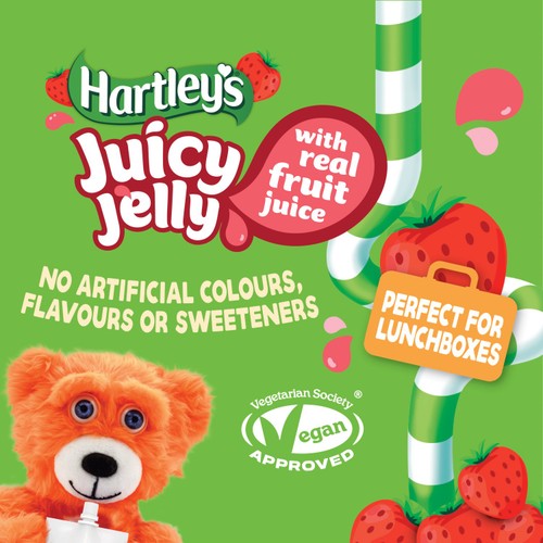 Hartley's Strawberry Flavour Juicy Jelly Pouches 4 x 90g (360g)
