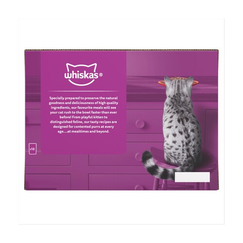 Whiskas 1+ Meaty Meals Adult Wet Cat Food Pouches in Gravy