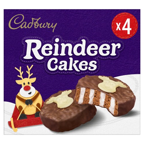 Cadbury Christmas Chocolate Reindeer Cakes  4 Pack