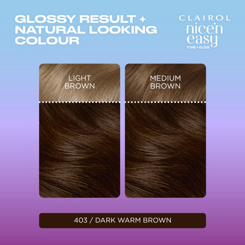 Clairol Nice'N Easy Tone+Gloss Semi Permanent Hair Dye 403/82 Dark Brown