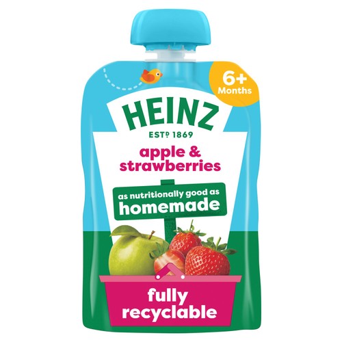 Heinz Apple Pear Strawberry Fruit Puree Baby Food Pouch 6+