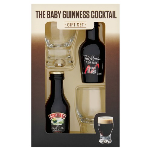 The Baby Guinness Cocktail Gift Set With Baileys & Tia Maria 2 x 50ml