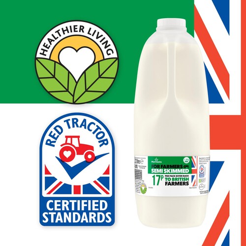 Morrisons For Farmers British Semi Skimmed Milk 4 Pint