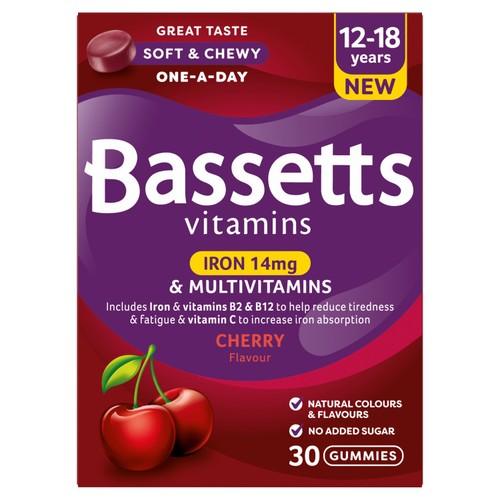 Bassetts Vitamins Cherry Iron + Multivitamins 30 Gummies 12-18 Years