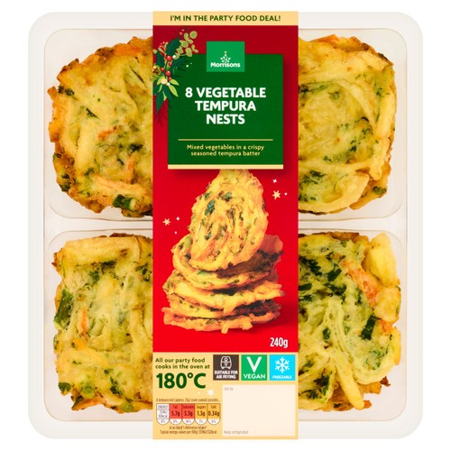 Morrisons The Best 8 Vegetable Tempura Nests with Sweet Chilli Dip 270g