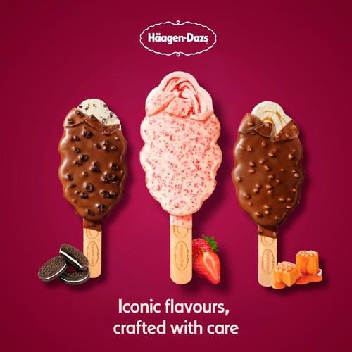 Haagen-Dazs Creamy Strawberry Ice Cream Sticks   3 x 80ml