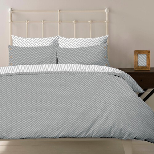 Nutmeg Home 100% Cotton Herringbone Duvet Set Double