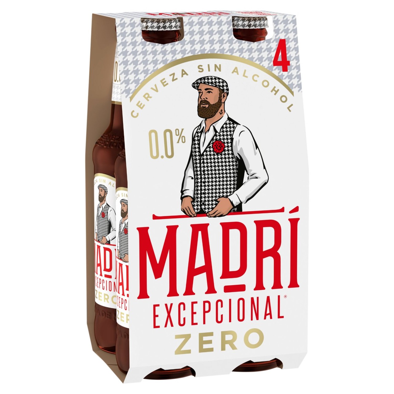 Madri Excepcional Zero Premium Alcohol Free Lager Beer Bottles 4x330ml