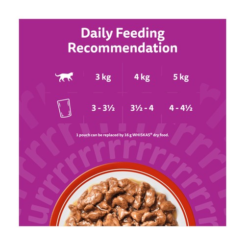 Whiskas 1+ Meaty Meals Adult Wet Cat Food Pouches in Gravy